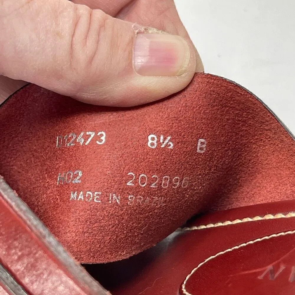Cole Haan Country Red Leather Woven Sandal Heel Size 8.5 B